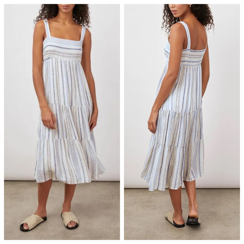Rails Striped Midi Dress in Light Blue and White